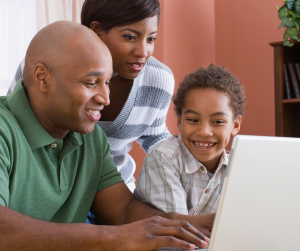 family on computer