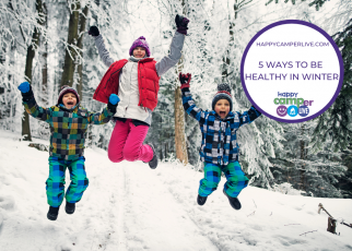 kids jumping in snow