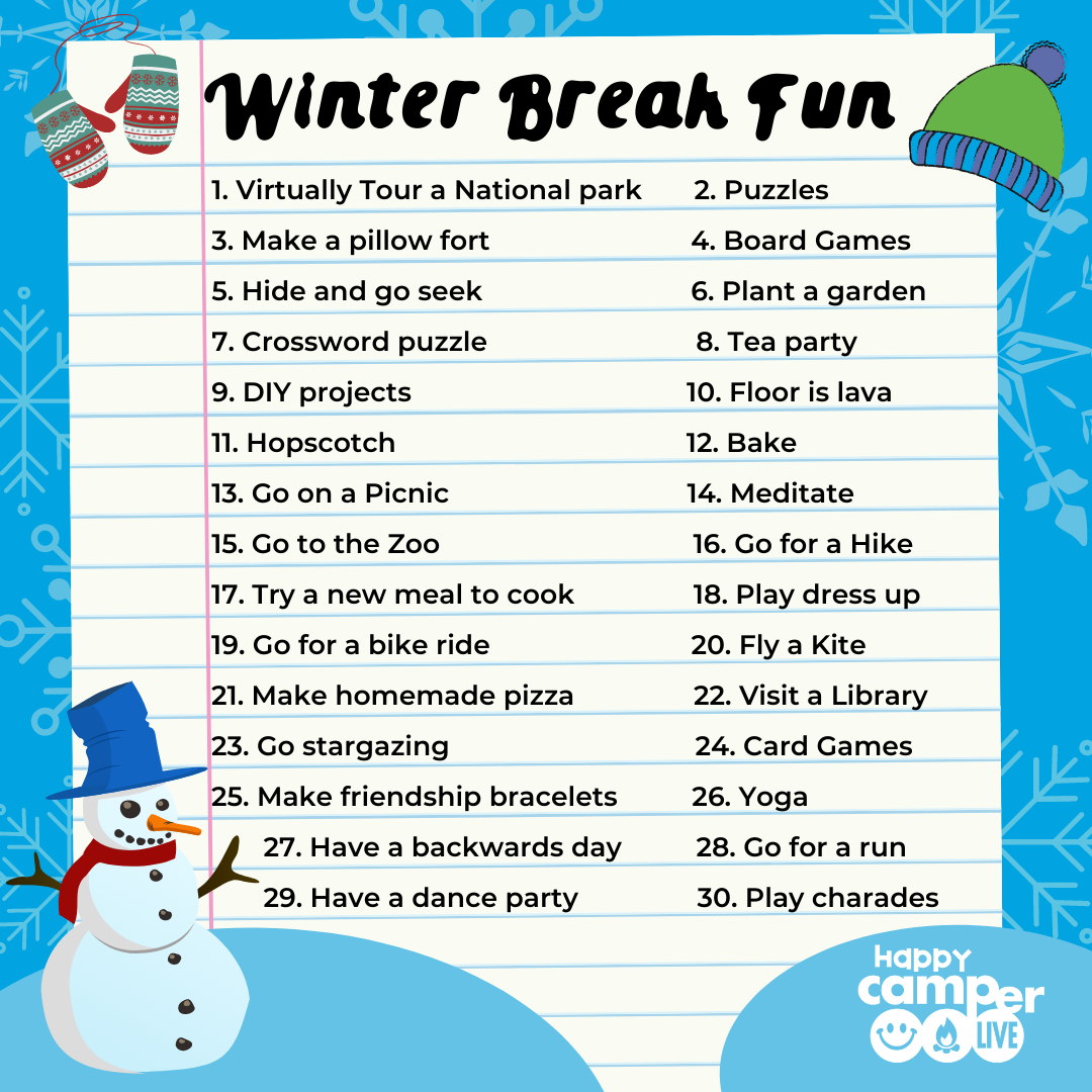 30 Things To Do With Your Kids During Winter Break Happy Camper Live