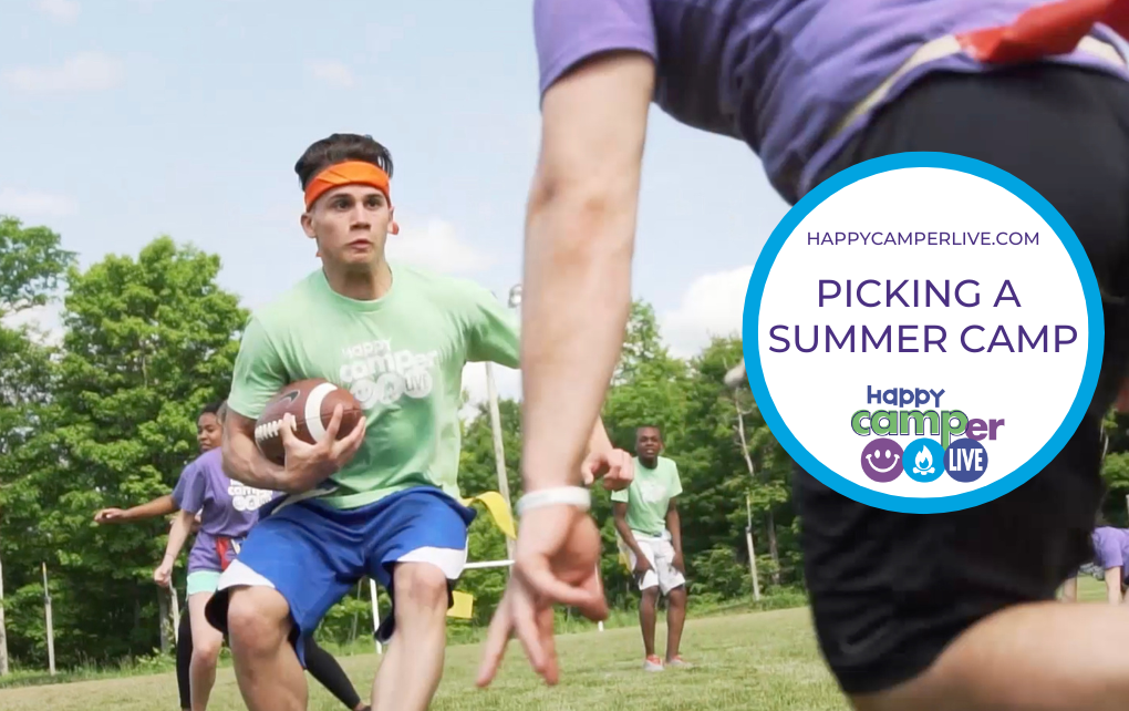 teens playing flag football at summer camp