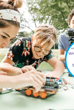 kids working with robots