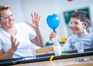kids doing balloon science