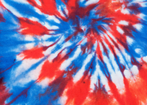red, white and blue tie dye