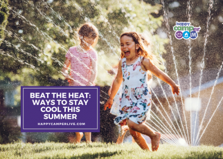a child runs through the sprinklers