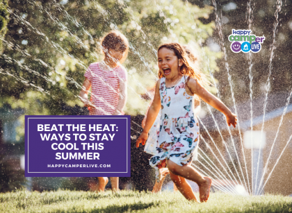 a child runs through the sprinklers