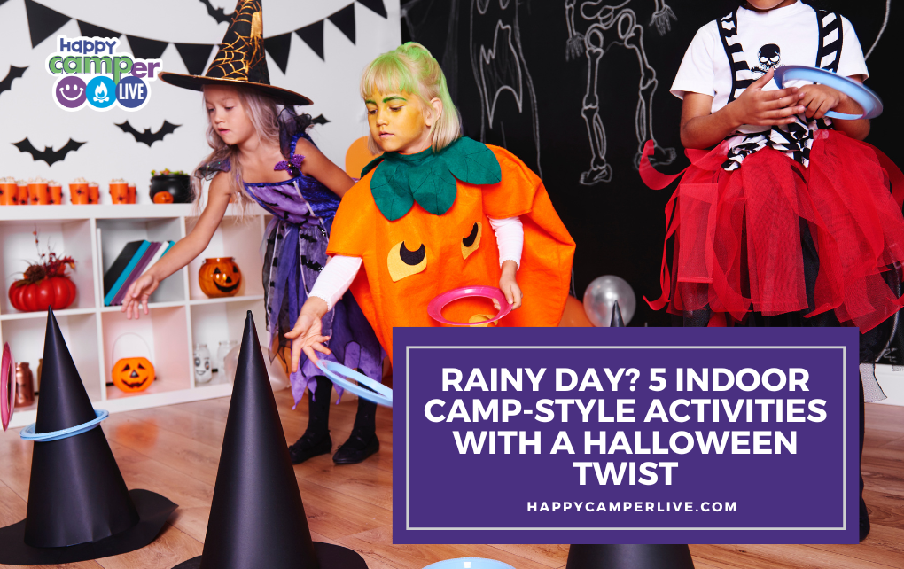 kids on Halloween playing ring toss