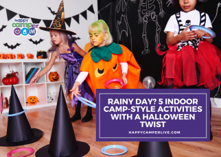 kids on Halloween playing ring toss