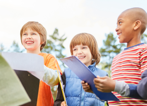kids on a scavenger hunt