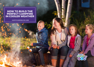 kids and parents around a campfire